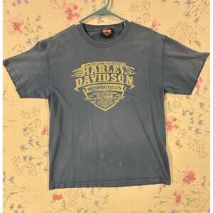 Harley Davidson 2 Sided Flag Graphic Pocket Tee Shirt USA Made Men's Sz M